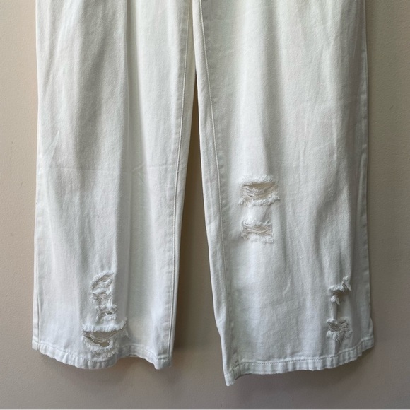 Pol Wide Leg Baggy Ripped White Denim Jeans 100% Cotton Women’s Size M - Picture 3 of 8